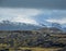 View during auto trip in West Iceland, Snaefellsnes peninsula, View Point near Svortuloft Lighthouse. Spectacular black volcanic