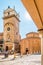 View at the Automatic clock tower and Rotunda of San Lorenzo in Mantova Mantua, Italy