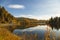 View of the autumn Altai and the Biya river with the autumn taiga on the banks