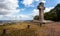 View of Autun,and the Cross of the Liberation at the summit of Saint-SÃ©bastien mountain, Autun, Burgundy, France