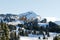 View of Avoriaz mountain town in Alps