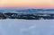 View of Babia Gora Babia hora, the highest peak in the Zywiec Beskids at sunrise in winter scenery. A wonderful landscape