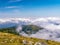 A view from Babia Mountain Peak to Mala Babia Mountain Peak, Beskid Zywiecki Mountains, Poland