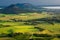 View Badacsony from Csobanc in Balaton Highlands. Badacsony Hill with the Lake Balaton in the sunset time, Hungary