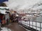 View of Badrinath town during Snowfall, India