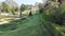 View of Bagatelle Park at spring with the Orangery building in the background, Paris, France, Europe