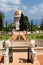 View of the Bahai Gardens. Temple of Bahai with golden dome