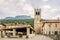 View at the Bajona clock tower in the Cavour place in Bormio - Italy