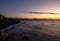 View of Bajondillo beach in Torremolinos just before sunrise. Costa del Sol