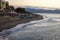 View of Bajondillo Beach in Torremolinos at sunrise. Costa del Sol