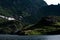 View of Balea lake moody landscape in the mountains