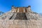 View of the ballcourt at Chichen Itza, old historic ruins in Yucatan, Mexico