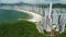 View of Balneario Camboriu, city in Brazil and beach with ocean. Aerial view