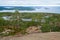 View of Baltic sea and gulf of Bothnia from the top of the rock in Skuleskogen national park, Sweden. Hiking along the