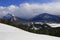 View on Banff with Mt Rundle and goats