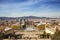 View of Barcelona and esplanade-avenida by queen Mary-Christina from the national Palace, Barcelona, Catalonia