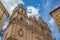 View at the baroque iconic facade at the La ClerecÃ­a building, Pontifical university at Salamanca, Universidad Pontificia de