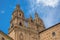 View at the baroque iconic facade at the La ClerecÃ­a building, Pontifical university at Salamanca, Universidad Pontificia de