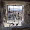 View from the barred windows with padlocks on Florence, Italy