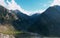 A view of base camp in the valley leading towards the holy cave shrine of Amarnath yatra Hindu religious rituals during July to Au