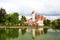 View of Basedow Castle on a summer day with ripples on the water