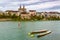 View of Basel old town with cathederl church and Rhine river, Switzerland