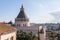View of the Basilica of the Annunciation from the roof of International Marian Centre in Nazareth city in Israel