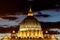 View of Basilica di San Pietro Dom, night,Vatican City in Rome, Italy