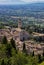 View of the basilica of Santa Chiara in Assisi, medieval town in Italy