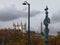 View of the Basilique Notre Dame de Fourviere and the metallic tower of Furviere. Lyon, autumn, France