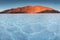 View of the Basins salt flats, Badwater Basin, Death Valley, Inyo County, California, United States. Salt Badwater Formations