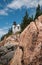 A view of Bass Harbor Lighthouse from the rocks below