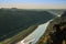 View from the Bastei bridge into the Elbe valley in Saxon Switzerland