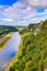 View from the bastei viewpoint of the Elbe river - beautiful landscape scenery of Sandstone mountains in Saxon Switzerland