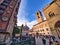 View of the Battistero, campanone tower and a side of the Basilica of Santa Maria Maggiore from the square of Father Reginaldo