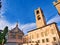 View of the Battistero and campanone tower from the square of Father Reginaldo Giuliani of Citta Alta de Bergamo