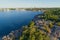View of the bay of the city of Hanko aerial photography. Finland