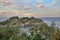 View of the bay, sea, mountains and houses on the seashore, beaches along the coast