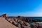 View of the bay and three mills - a symbol of Rhodes