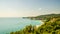 View at Bay with tourist resort in gulf of Trieste near town Sistiana, Italy, Europe. Travel destination
