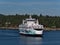 View of BC Ferries ship Salish Orca after leaving Sturdies Bay ferry terminal at Galiano Island, part of the Gulf Islands.