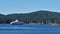 View of BC Ferries vessel Salish Orca leaving Sturdies Bay ferry terminal at Galiano Island, part of the Gulf Islands.