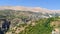 View of Bcharre village district above the cliff of the valley of Saints, in Mount Lebanon, Lebanon