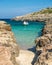 View on the beach Calo Roig on Menorca, Balearic Islands