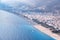 View of the beach Cleopatra. Alanya, Turkey.Wonderful country.At home from a height. Roofs of buildings.View of the city.