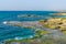 View of the beach, coves and cliffs in Dor beach