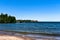 View from the Beach of Eagle Harbor Lighthouse Michigan on Lake Superior