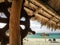 View on beach from inside restaurant on Cuban Sol Rio de Luna Mares resort beach property