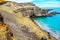 View of the beach Papakolea green sand beach, Hawaii, USA. Copy space for text