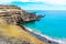 View of the beach Papakolea green sand beach, Hawaii, USA. Copy space for text